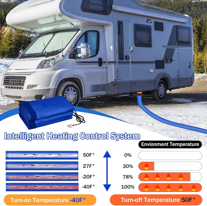 cutefafa 15FT RV Sewer Hose Heated Sleeve, Heated Sewer Hose for RV Camper, Insulated Waterproof Heated Cover for RV Sewer Hose, RV Winter Accessories for RV Camper（JUST Cover) (Blue, 15 FT) - Image 5